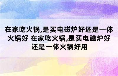 在家吃火锅,是买电磁炉好还是一体火锅好 在家吃火锅,是买电磁炉好还是一体火锅好用